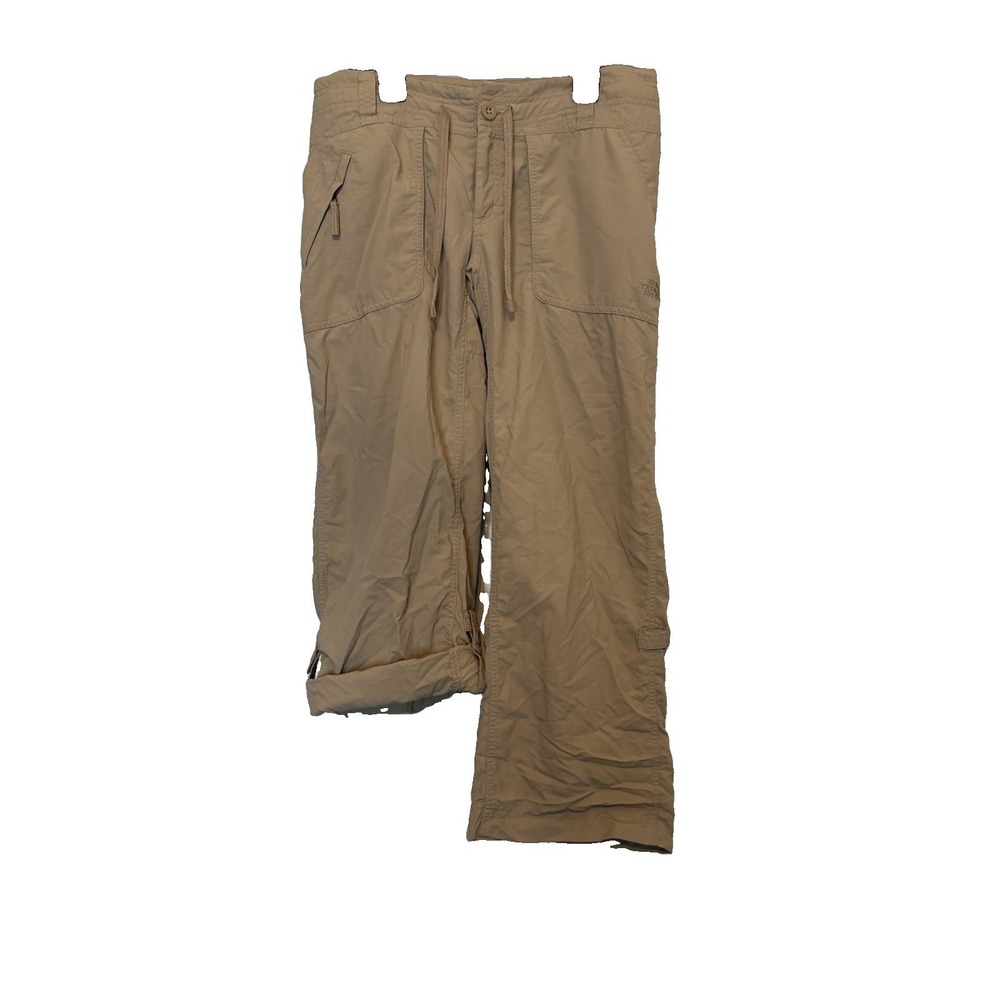 The North Face Capri Pants Womens 6 Khaki Nylon Roll Tab Legs Drawstring Hiking